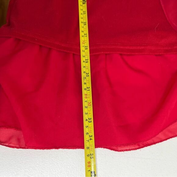 CL Shang Collection Red Rib Knit Chiffon Bow Back Ruffle Tiered Dress Women XL - Picture 13 of 14